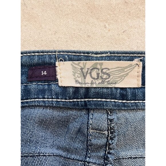 VGS Women Capri Jeans Blue Size 14 Stretchy Cotton Embroidered Pockets Mid-Rise - Picture 11 of 16